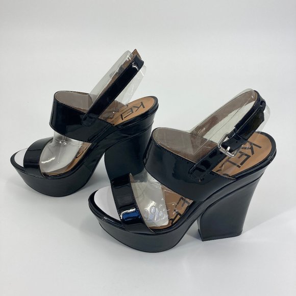 Kelsi Dagger Shoes - Kelsi Dagger Holly Black Patent Leather Heels Shoe